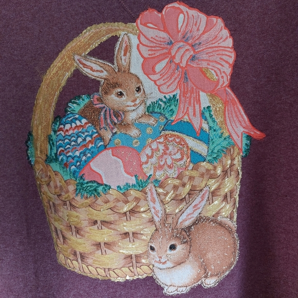 VINTAGE BUNNY/EASTER THEMED WOMENS CRAFT MEDIUM SWEATER - Picture 3 of 10